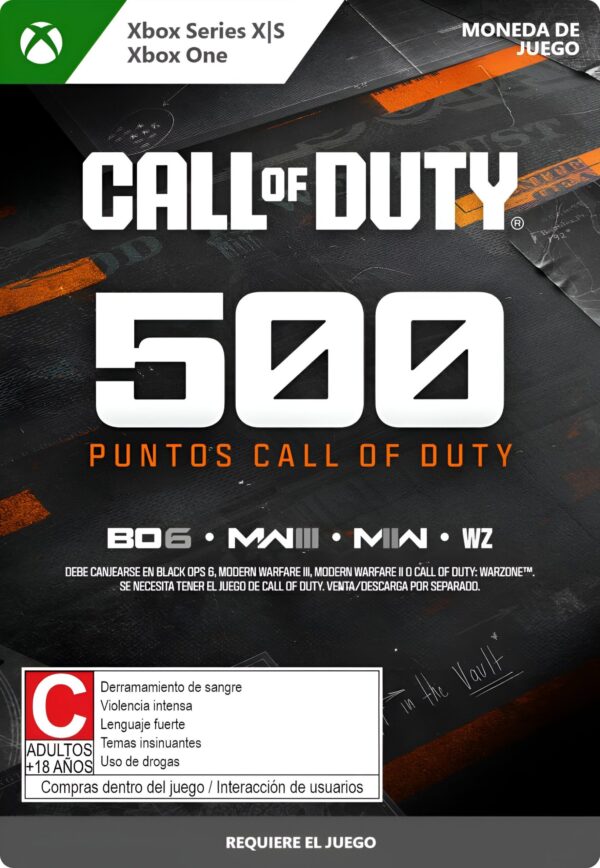 Call of Duty 500 Monedas (BO6 - WZ - MW2 - MW3) - Xbox / Código Region Global